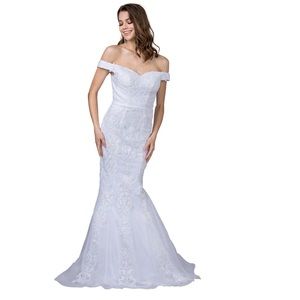 🆕NWT WHITE WEDDING Off the Shoulder Mermaid GOWN